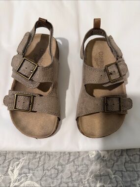 OshKosh B'gosh Taupe Suede Double-Buckle Kids Sandals